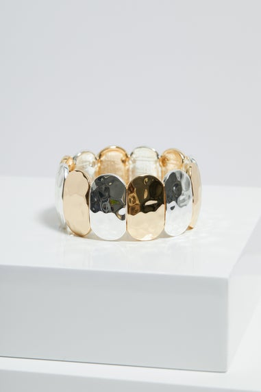 Mood Two Tone Hammered Stretch Bracelet