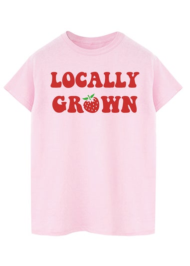 Brands In Strawberry Locally Grown Pink Boyfriend Fit T-Shirt