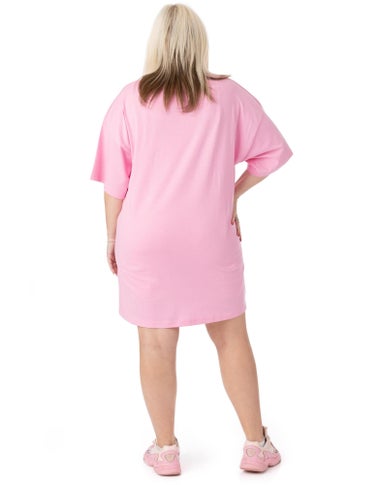 Barbie Pink "Cali Vibes" Skater Short Sleeve T-Shirt Dress