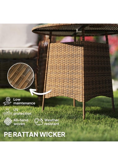 Outsunny Patio Furniture Rattan Garden Table with Umbrella Hole