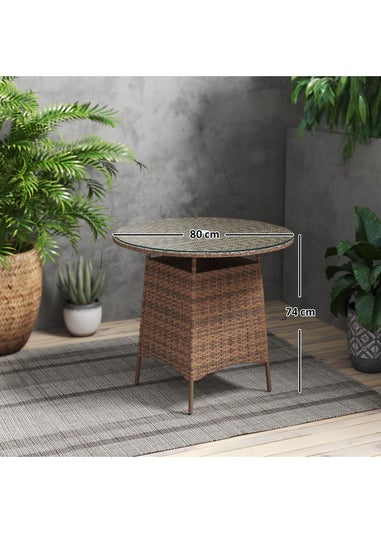 Outsunny Patio Furniture Rattan Garden Table with Umbrella Hole
