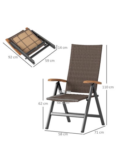 Outsunny Outdoor Folding Rattan Chair Dining Chair