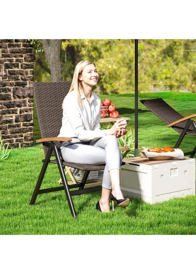 Outsunny Outdoor Folding Rattan Chair Dining Chair