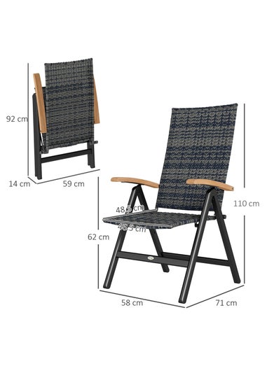 Outsunny Outdoor Folding Rattan Chair Dining Chair
