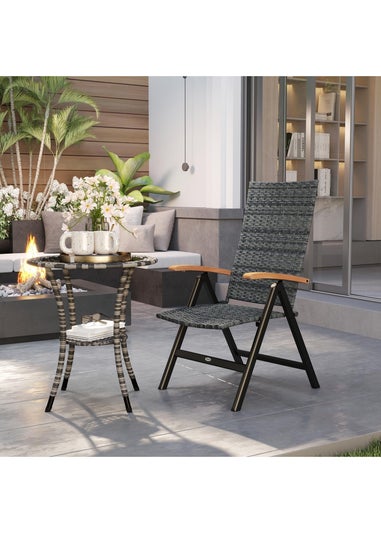 Outsunny Outdoor Folding Rattan Chair Dining Chair