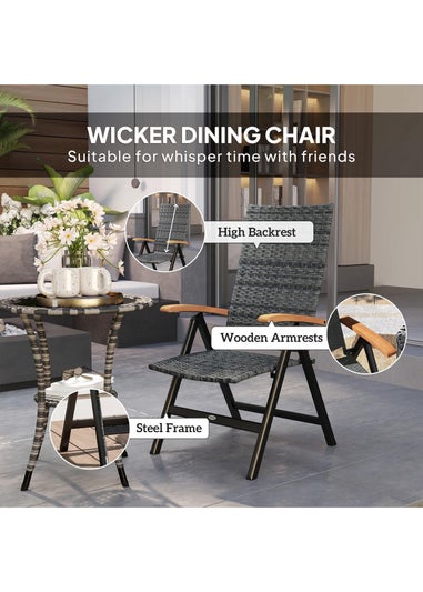 Outsunny Outdoor Folding Rattan Chair Dining Chair