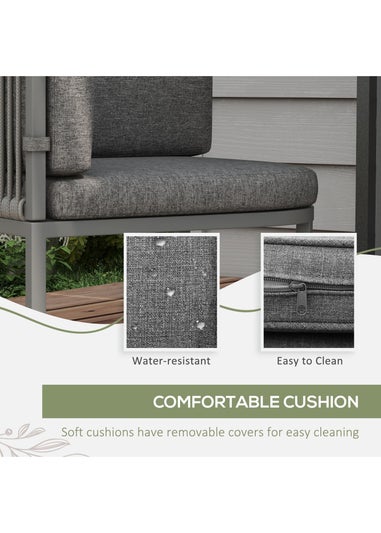 Outsunny 4 Seater Rattan Dining Set with Cushions
