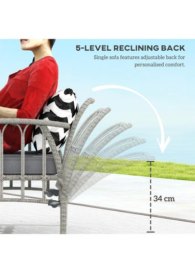 Outsunny 4 Piece Rattan Garden Furniture Set with Adjustable Back Grey