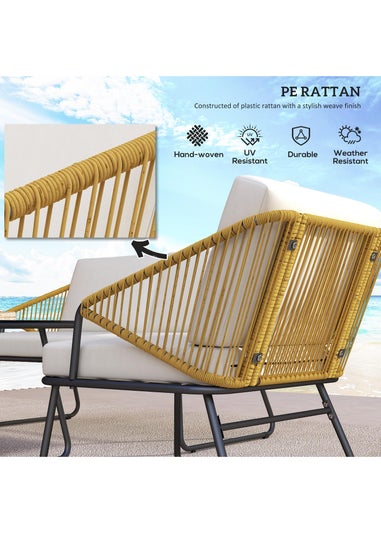 Outsunny 4 Piece Rattan Garden Furniture Set with Cushions