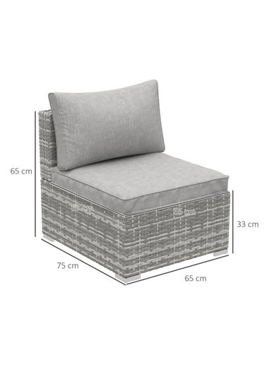 Outsunny Outdoor Garden Furniture Rattan Single Middle Sofa with Cushions