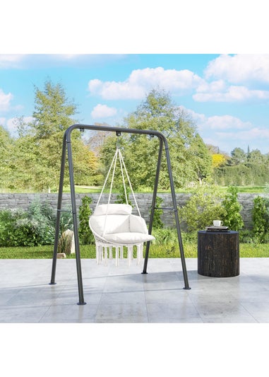 Outsunny Hammock Chair Boho Hanging Swing Chair with Cushion