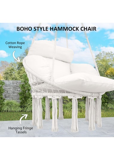 Outsunny Hammock Chair Boho Hanging Swing Chair with Cushion