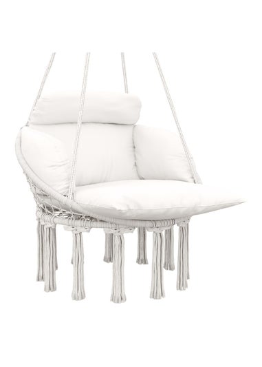 Outsunny Hammock Chair Boho Hanging Swing Chair with Cushion