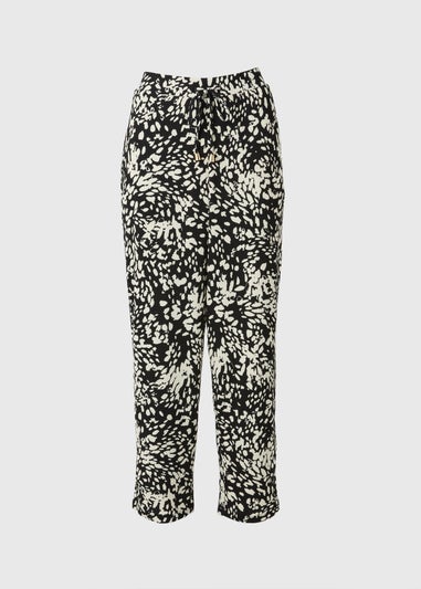 Black Mono Print Straight Leg Trousers