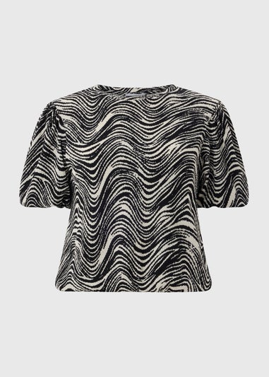Black Mono Swirl Print Co Ord Top