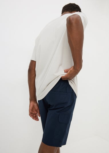 Navy Parachute Cargo Shorts