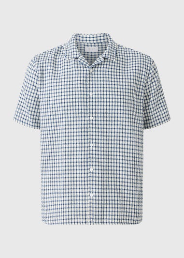Blue Textured Check Shirt