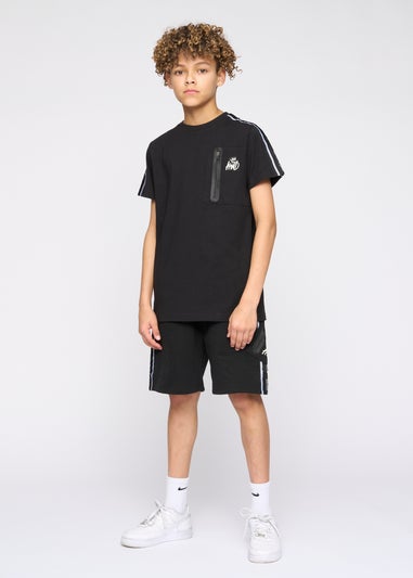 Kings Will Dream Black Techy Taped Cargo Shorts (7-14 yrs)