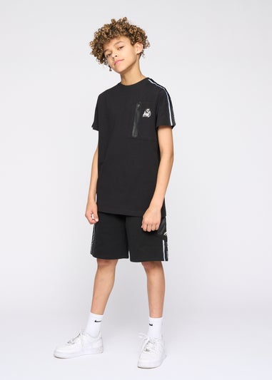 Kings Will Dream Black Techy Taped Cargo T-Shirt (7-14 yrs)
