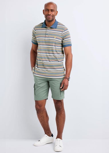 Cotton Traders Pale Blue Guinness Short Sleeve Fine Stripe Polo Shirt