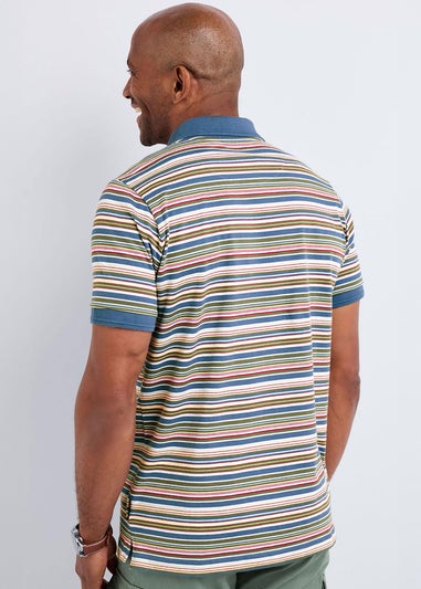 Cotton Traders Pale Blue Guinness Short Sleeve Fine Stripe Polo Shirt