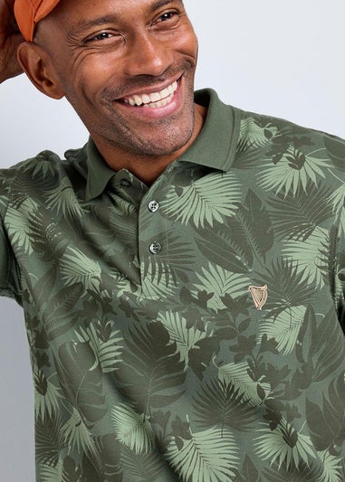 Cotton Traders Green Guinness Short Sleeve Printed Polo Shirt