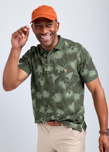 Cotton Traders Green Guinness Short Sleeve Printed Polo Shirt