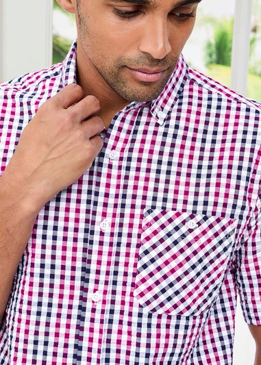 Cotton Traders Soft Pink Check Seersucker Shirt