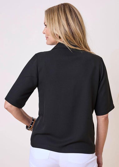 Cotton Traders Black Half Sleeve Blouse
