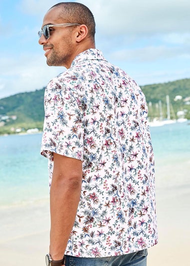 Cotton Traders White Short Sleeve Summer Print Soft Touch Print Shirt