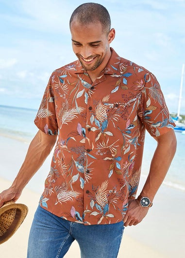 Cotton Traders Paprika Short Sleeve Summer Print Soft Touch Print Shirt