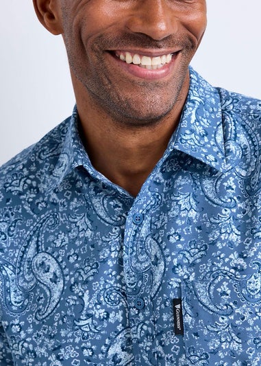 Cotton Traders Pale Blue Guinness Short Sleeve Soft Touch Paisley Print Shirt
