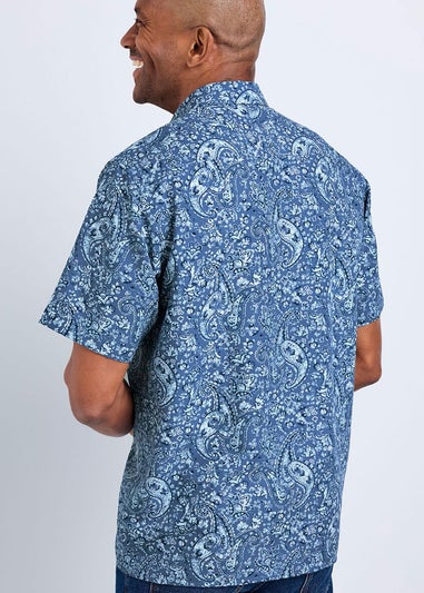 Cotton Traders Pale Blue Guinness Short Sleeve Soft Touch Paisley Print Shirt