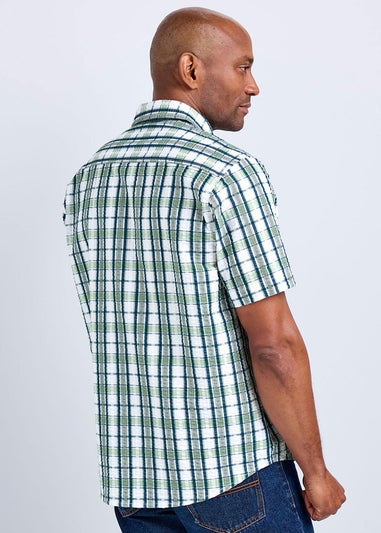 Cotton Traders Green Guinness Short Sleeve Seersucker Check Shirt