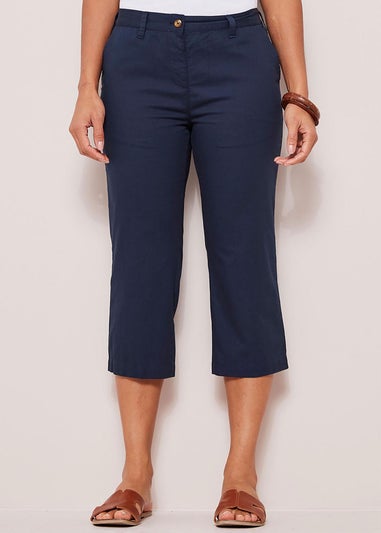 Cotton Traders Dark Blue Everyday Straight Leg Crop Trousers