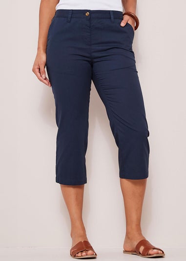 Cotton Traders Dark Blue Everyday Straight Leg Crop Trousers