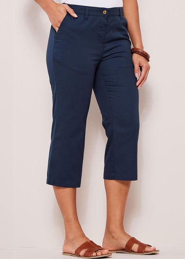 Cotton Traders Dark Blue Everyday Straight Leg Crop Trousers