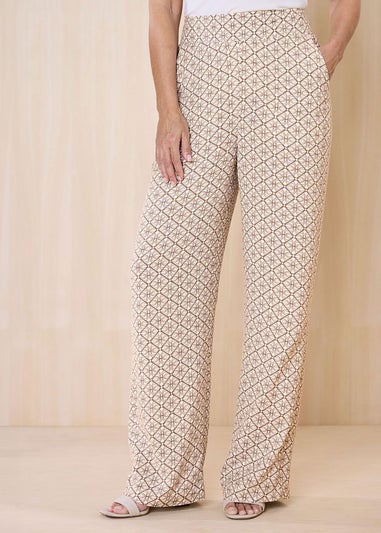 Cotton Traders Mink Wide Leg Pull On Trousers