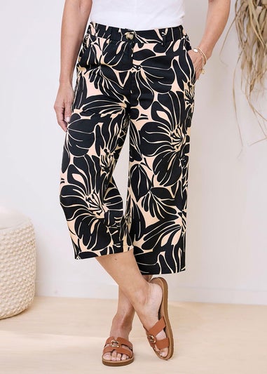 Cotton Traders Black Printed Crop Trousers