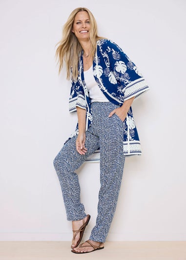 Cotton Traders Sky Blue Pull On Tapered Leg Trousers