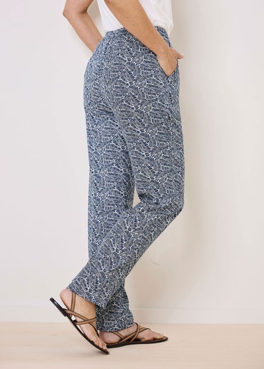 Cotton Traders Sky Blue Pull On Tapered Leg Trousers