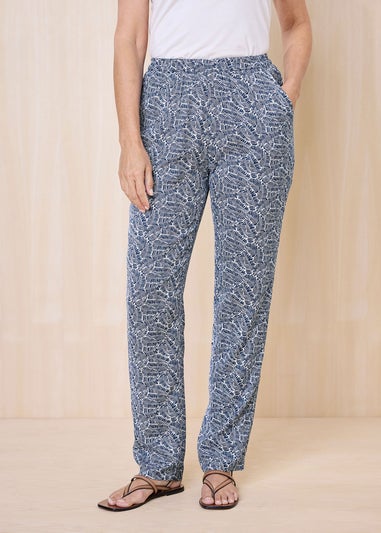 Cotton Traders Sky Blue Pull On Tapered Leg Trousers