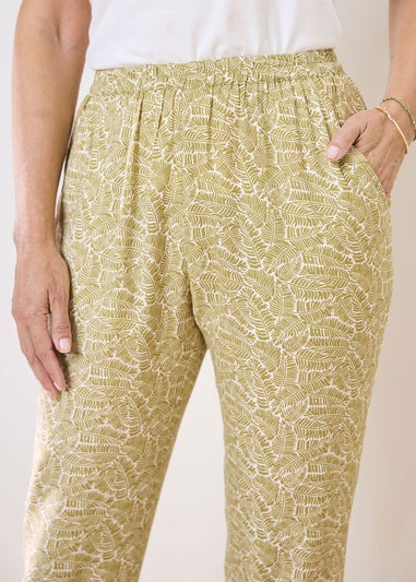 Cotton Traders Sage Green Pull On Tapered Leg Trousers