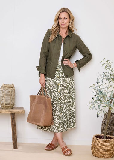 Cotton Traders Green Cotton Cargo Jacket with Pockets