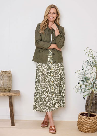 Cotton Traders Green Cotton Cargo Jacket with Pockets