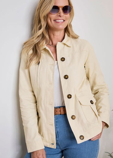 Cotton Traders Linen Cotton Cargo Jacket with Pockets