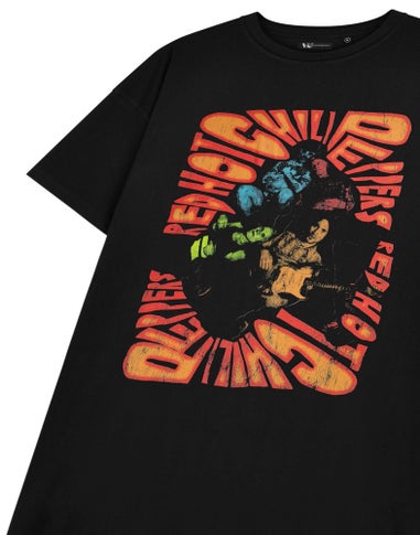 Red Hot Chili Peppers Trippy Black T-Shirt Dress
