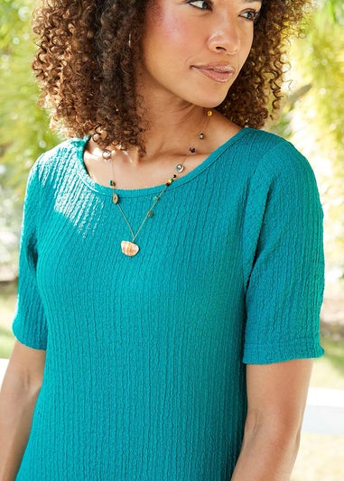 Cotton Traders Pastel Blue Textured Jersey Dress