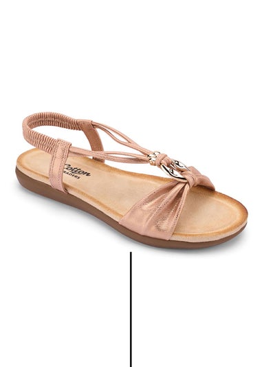 Cotton Traders Rose Gold Ring Detail Cushioned Sandals