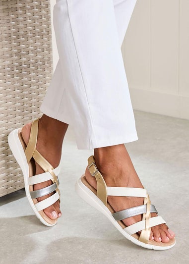 Cotton Traders White Contrast Sandals